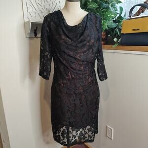 Coldwater Creek Black Lace Overlay Dress Size 10